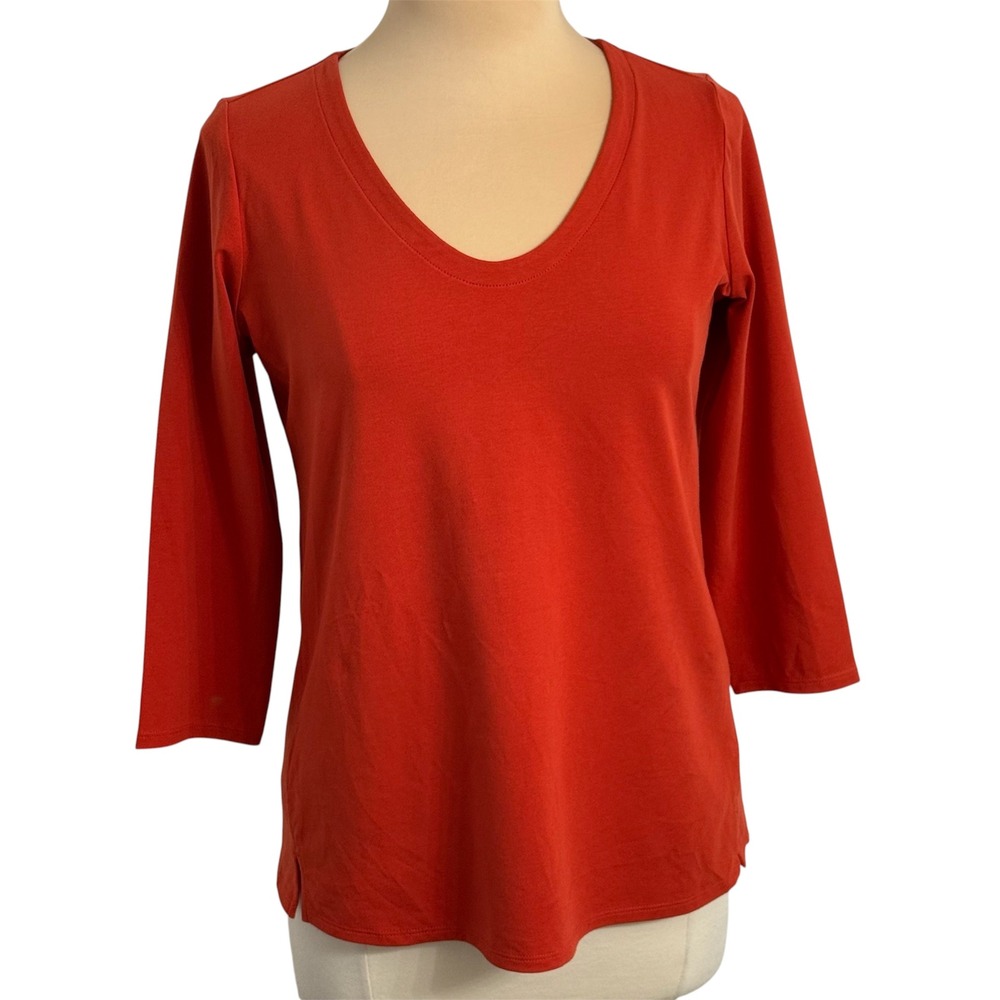 J.Jill Forward-Seam Scoop-Neck 3/4 Length Sleeve Tee